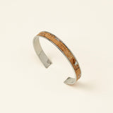 Bracelet manchette Sierra argenté - liège et acier inoxydable argenté, fait main en France