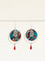 Boucles d'oreilles artisanales Caracas - wax résiné géométrique, ananas et émail rouge, fait main en France