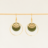 Boucles d'oreilles artisanales Atlanta - émail et dentelle dorée ciselée, fait main en France