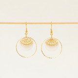 Boucles d'oreilles artisanales Atlanta - émail et dentelle dorée ciselée, fait main en France