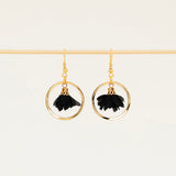 Boucles d'oreilles Malaga -bijou pompon tissu fait main, créatrice française