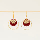 Boucles d'oreilles artisanales Atlanta - émail et dentelle dorée ciselée, fait main en France
