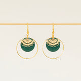 Boucles d'oreilles artisanales Atlanta - émail et dentelle dorée ciselée, fait main en France