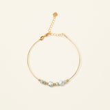 Bracelet jonc Gozo - howlite et labradorite, plaqué or 24K, fait main en France