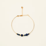 Bracelet jonc Santorin - lapis lazuli bleu nuit, plaqué or 24K, fait main en France