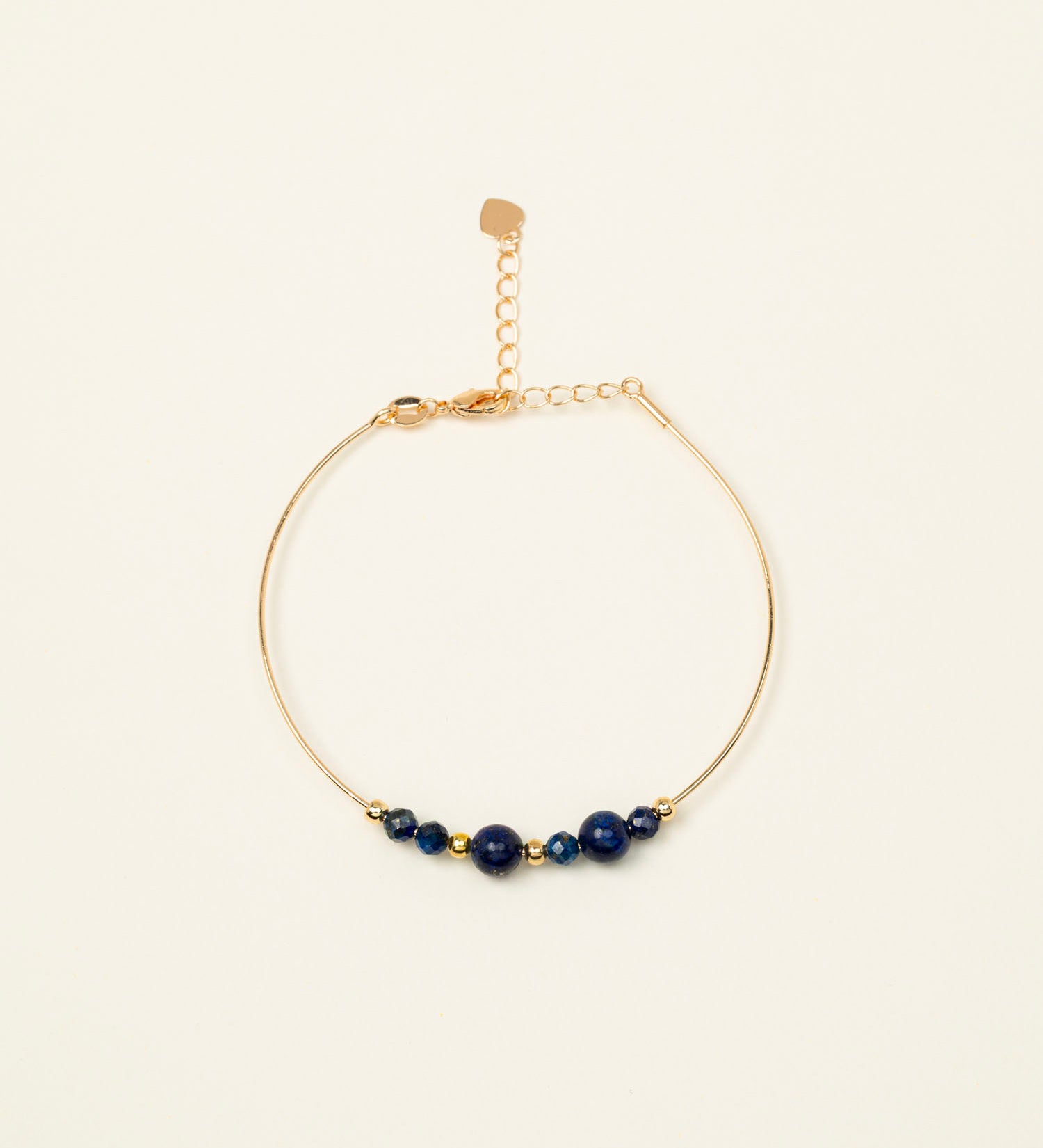 Bracelet jonc Santorin - lapis lazuli bleu nuit, plaqué or 24K, fait main en France