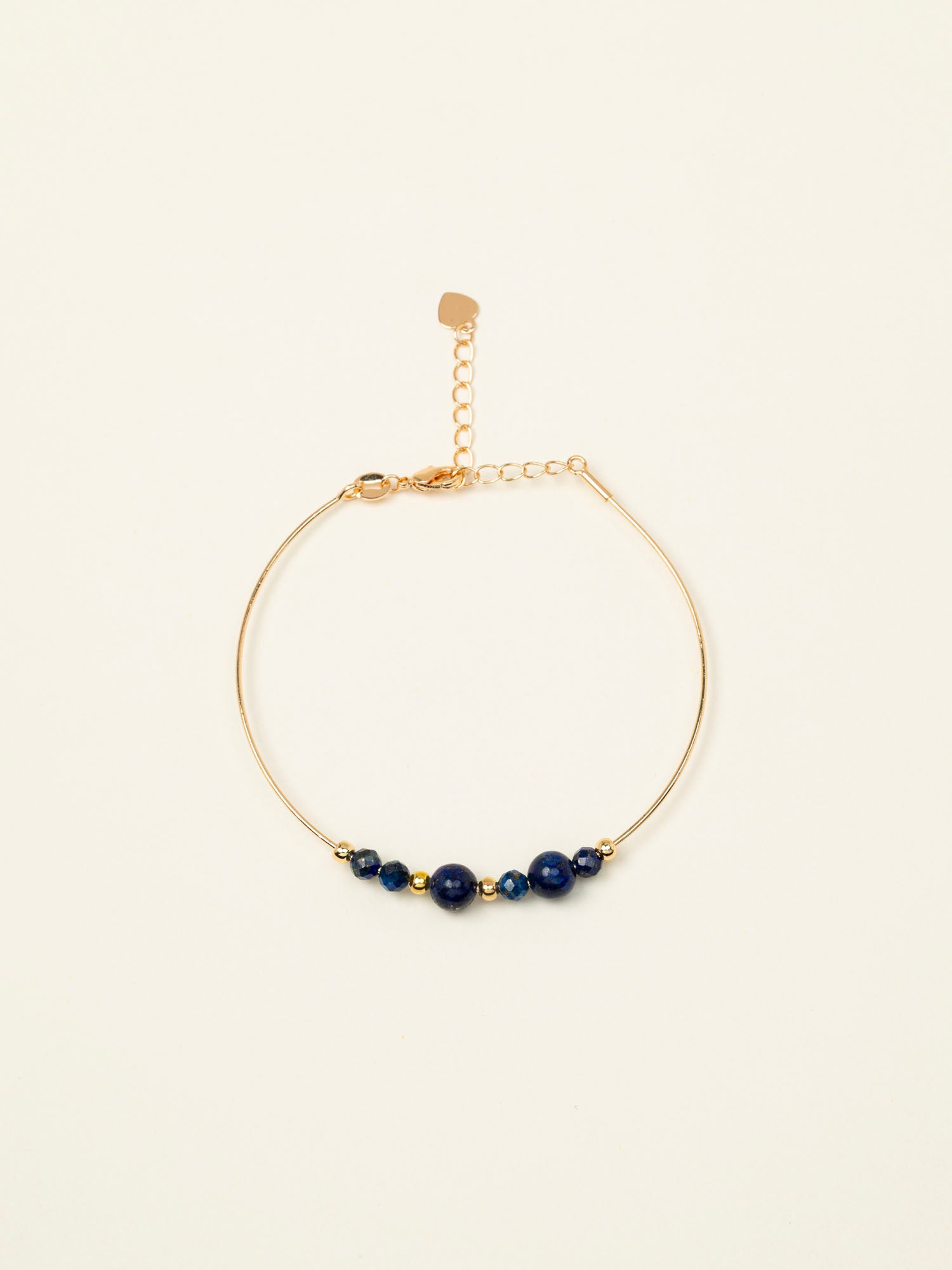 Bracelet jonc Santorin - lapis lazuli bleu nuit, plaqué or 24K, fait main en France