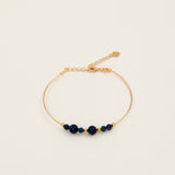 Bracelet jonc Santorin - lapis lazuli bleu nuit, plaqué or 24K, fait main en France