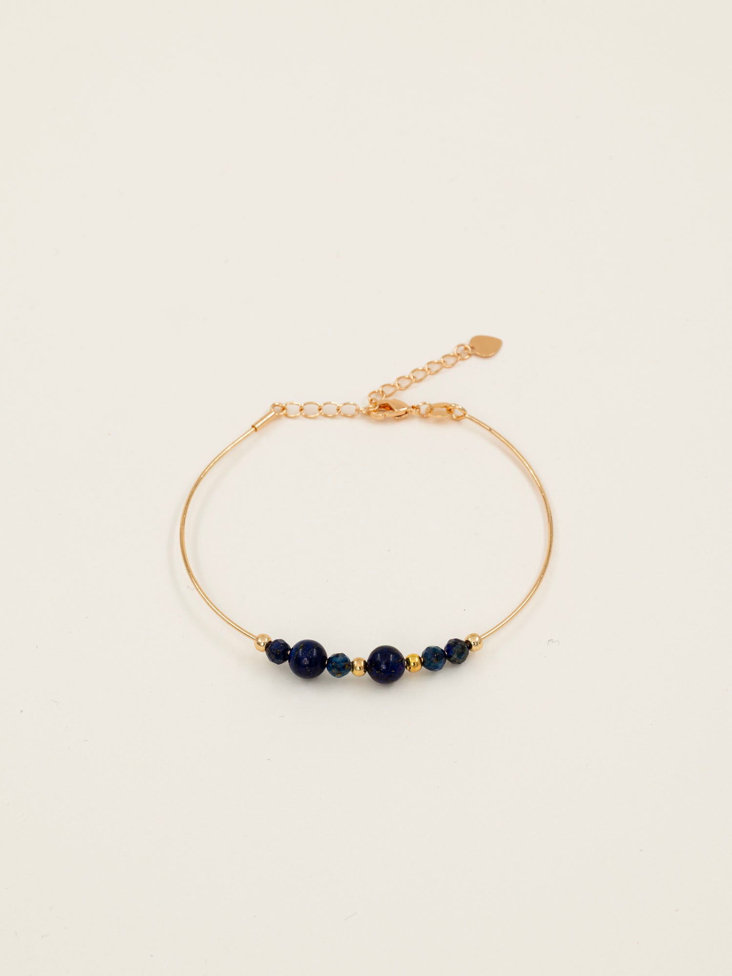 Bracelet jonc Santorin - lapis lazuli bleu nuit, plaqué or 24K, fait main en France