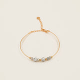Bracelet jonc Gozo - howlite et labradorite, plaqué or 24K, fait main en France