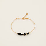 Bracelet jonc Stromboli -  onyx et spinelle noir, plaqué or 24K, fait main en France