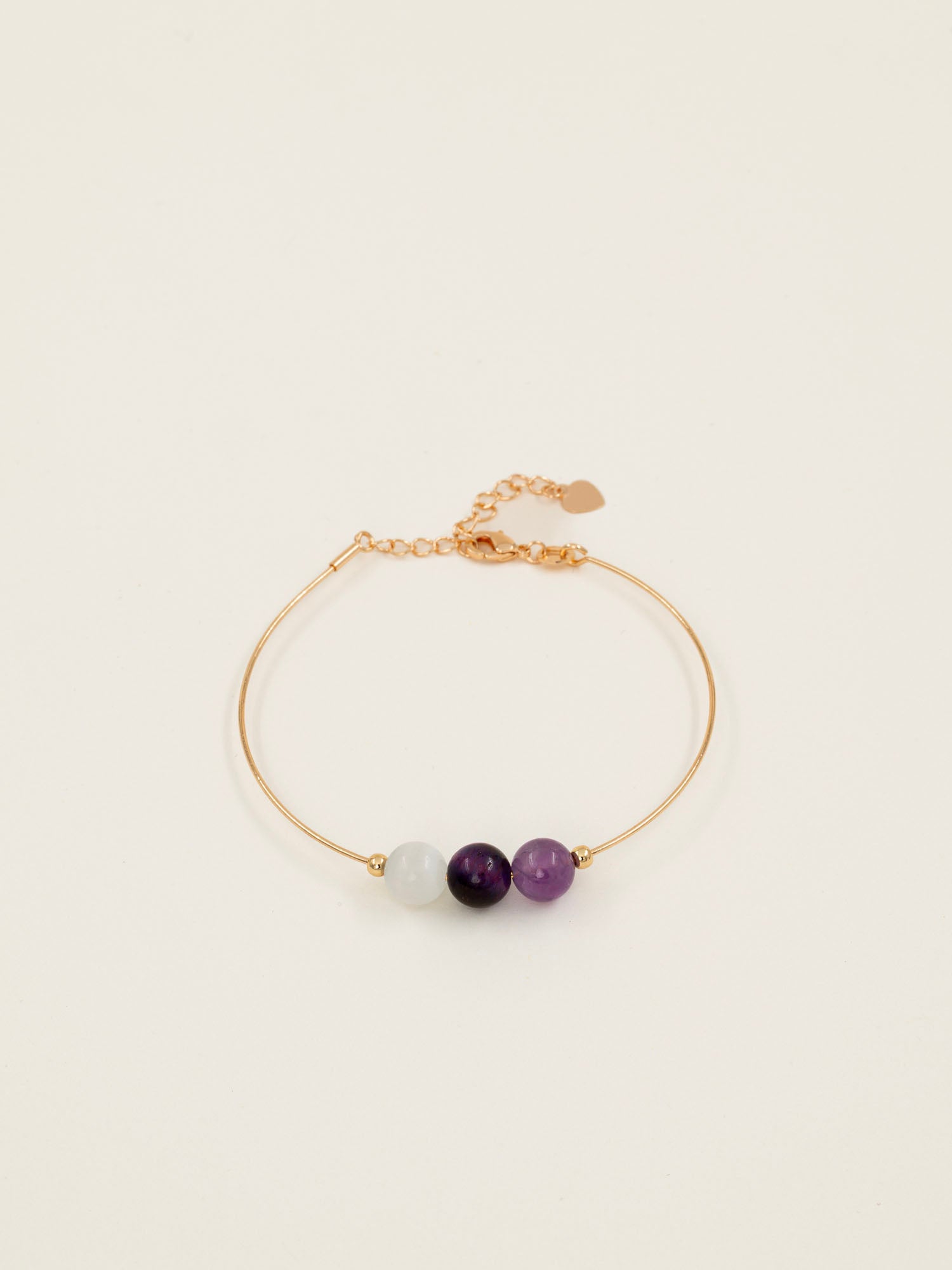 Bracelet jonc Inari - améthyste et pierre de lune, plaqué or 24K, fait main en France