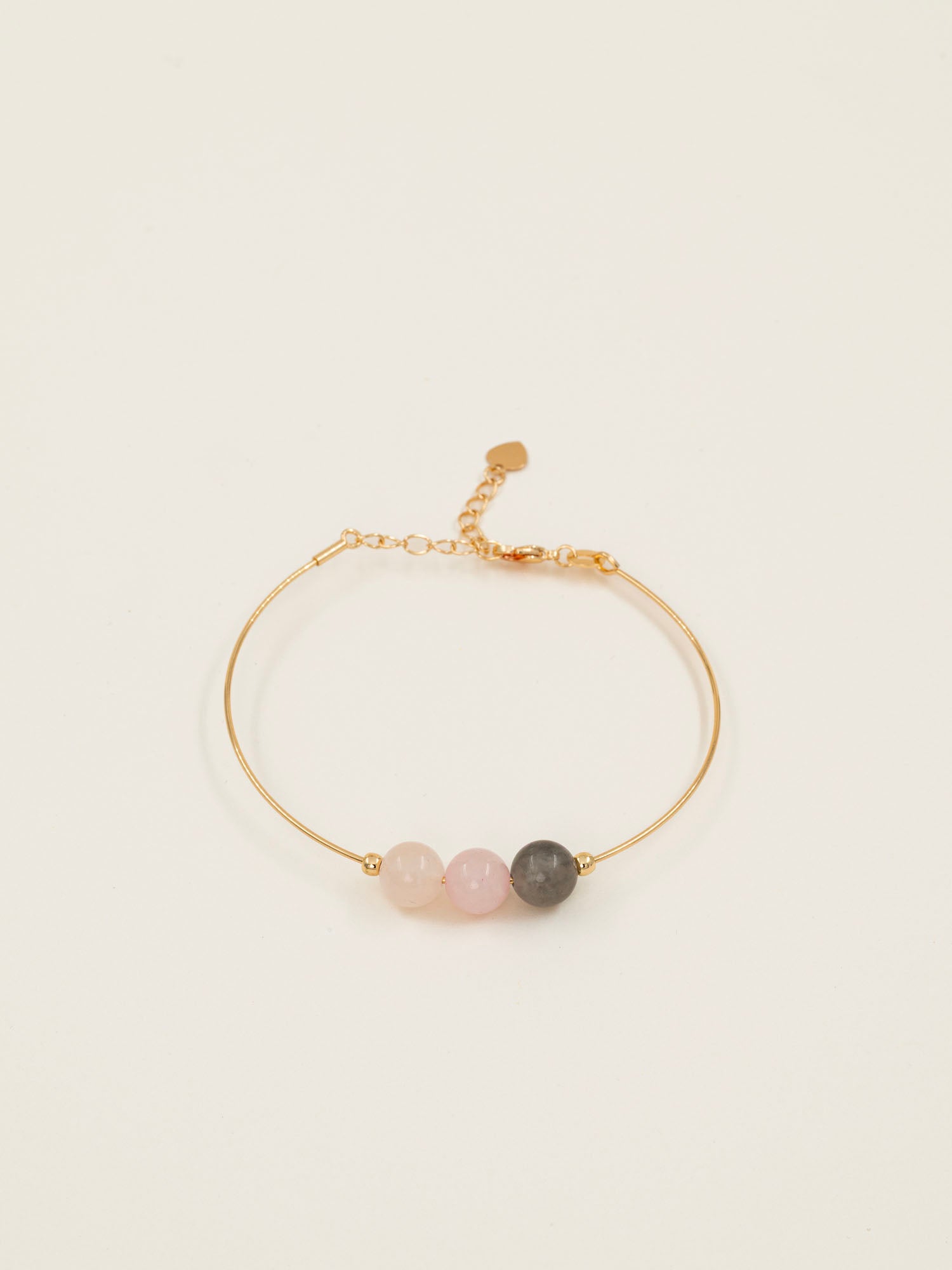Bracelet jonc Kea - aigue-marine, quartz blanc et calcite, plaqué or 24K, fait main en France