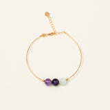 Bracelet jonc Inari - améthyste et pierre de lune, plaqué or 24K, fait main en France