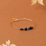 Bracelet jonc Santorin - lapis lazuli bleu nuit, plaqué or 24K, fait main en France