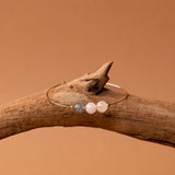 Bracelet jonc Kea - aigue-marine, quartz blanc et calcite, plaqué or 24K, fait main en France