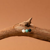 Bracelet jonc Skye - œil de tigre vert, calcite et aigue-marine, plaqué or 24K, fait main en France