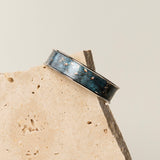 Bracelet manchette Meije - bleu ardoise marbré et feuilles dorées, fait main en France