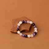 Bracelet perles Annapurna - améthyste, quartz rose et pierre de lune, fait main en France