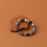 Bracelet perles Atlas - agate botswana striée grise et taupe, fait main en France