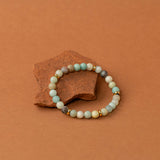Bracelet perles Makalu - amazonite mate bleu-vert et rondelles dorées, fait main en France