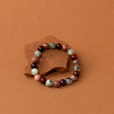 Bracelet perles Kilimandjaro - bois de santal, calcite verte et rhodochrosite, fait main en France