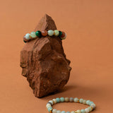 Bracelet perles Makalu - amazonite mate bleu-vert et rondelles dorées, fait main en France