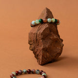 Bracelet perles Pacaya — calcite verte, œil de tigre vert et pierre de lune, fait main en France