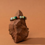 Bracelet perles Pacaya — calcite verte, œil de tigre vert et pierre de lune, fait main en France