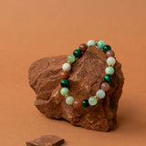 Bracelet perles Pacaya — calcite verte, œil de tigre vert et pierre de lune, fait main en France