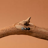 Bracelet jonc Vulcano - onyx, hématite et labradorite, plaqué or 24K, fait main en France