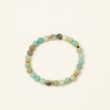 Bracelet perles Makalu - amazonite mate bleu-vert et rondelles dorées, fait main en France