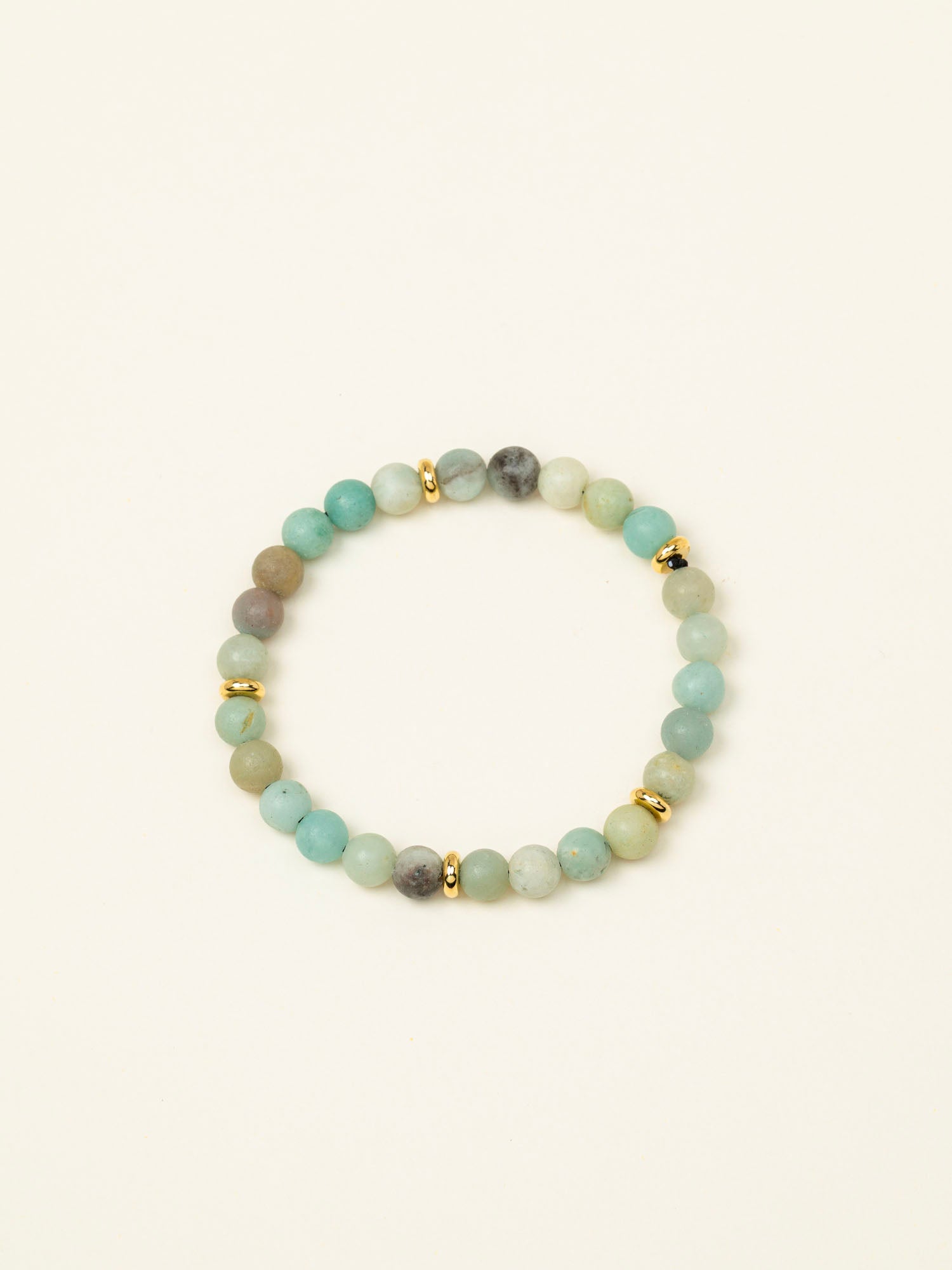 Bracelet perles Makalu - amazonite mate bleu-vert et rondelles dorées, fait main en France