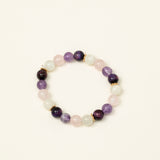 Bracelet perles Annapurna - améthyste, quartz rose et pierre de lune, fait main en France