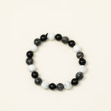Bracelet perles Everest - onyx, howlite et labradorite, fait main en France