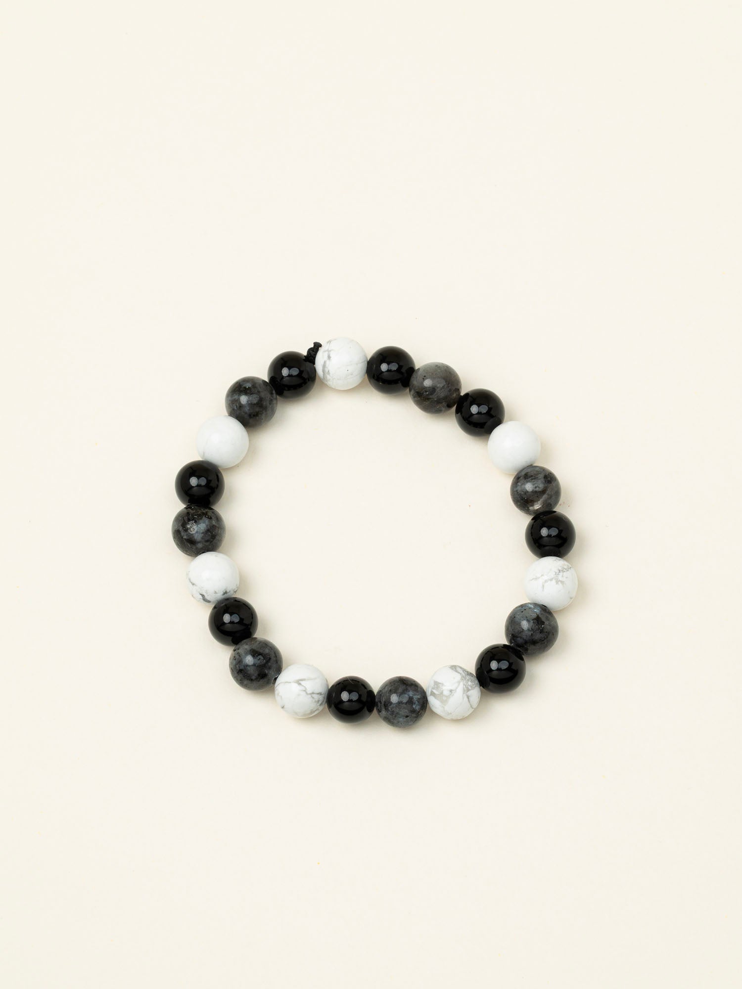 Bracelet perles Everest - onyx, howlite et labradorite, fait main en France