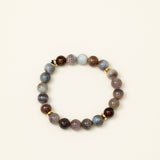 Bracelet perles Atlas - agate botswana striée grise et taupe, fait main en France