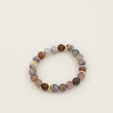 Bracelet perles Atlas - agate botswana striée grise et taupe, fait main en France