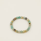 Bracelet perles Makalu - amazonite mate bleu-vert et rondelles dorées, fait main en France