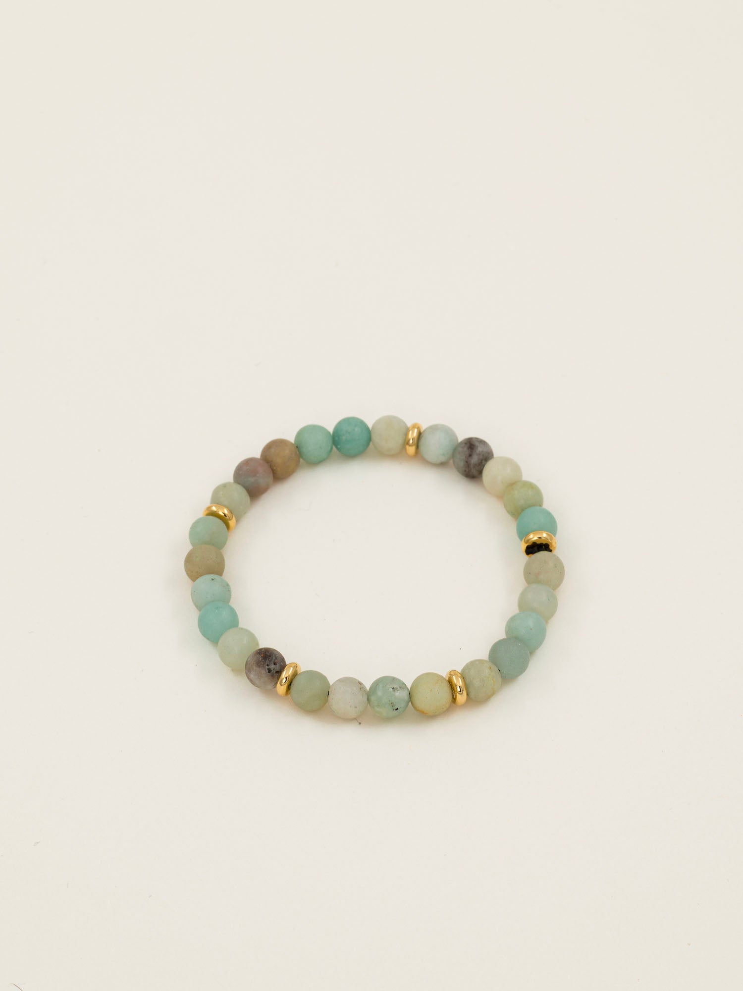 Bracelet perles Makalu - amazonite mate bleu-vert et rondelles dorées, fait main en France