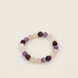 Bracelet perles Annapurna - améthyste, quartz rose et pierre de lune, fait main en France