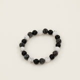 Bracelet perles Everest - onyx, howlite et labradorite, fait main en France