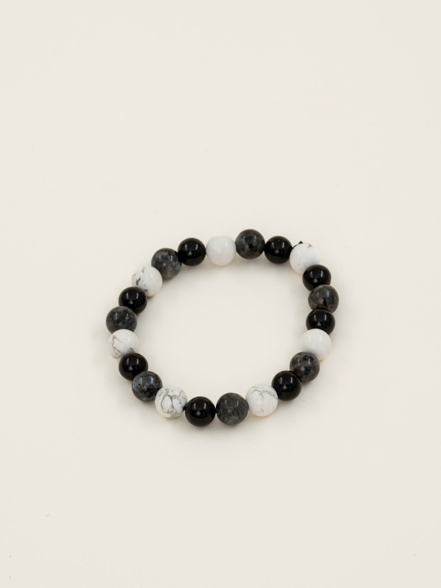 Bracelet perles Everest - onyx, howlite et labradorite, fait main en France