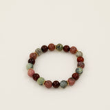 Bracelet perles Kilimandjaro - bois de santal, calcite verte et rhodochrosite, fait main en France