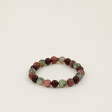 Bracelet perles Kilimandjaro - bois de santal, calcite verte et rhodochrosite, fait main en France