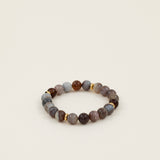 Bracelet perles Atlas - agate botswana striée grise et taupe, fait main en France
