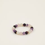 Bracelet perles Annapurna - améthyste, quartz rose et pierre de lune, fait main en France