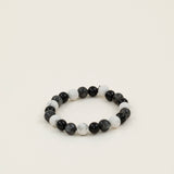 Bracelet perles Everest - onyx, howlite et labradorite, fait main en France