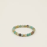 Bracelet perles Makalu - amazonite mate bleu-vert et rondelles dorées, fait main en France