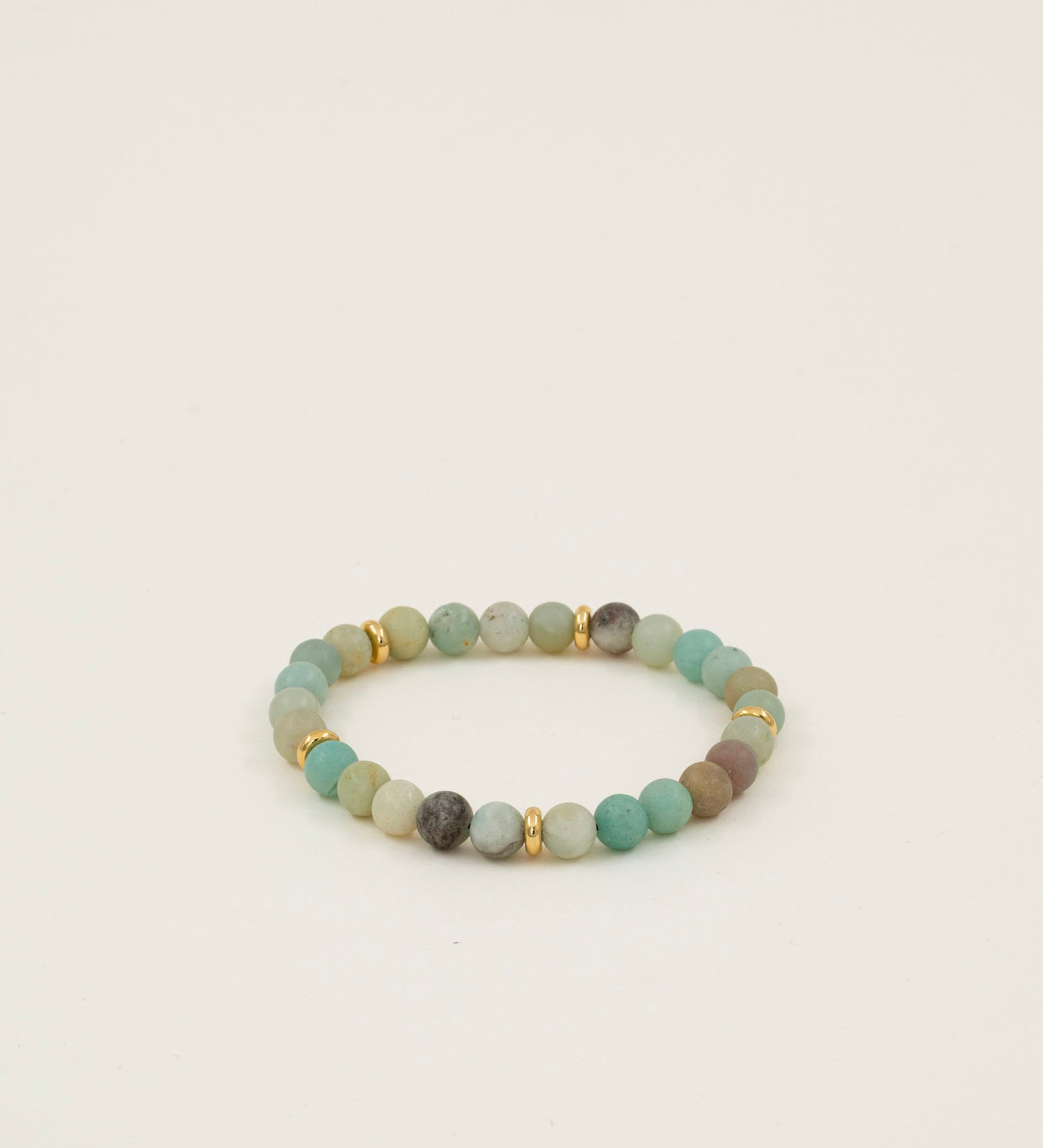 Bracelet perles Makalu - amazonite mate bleu-vert et rondelles dorées, fait main en France